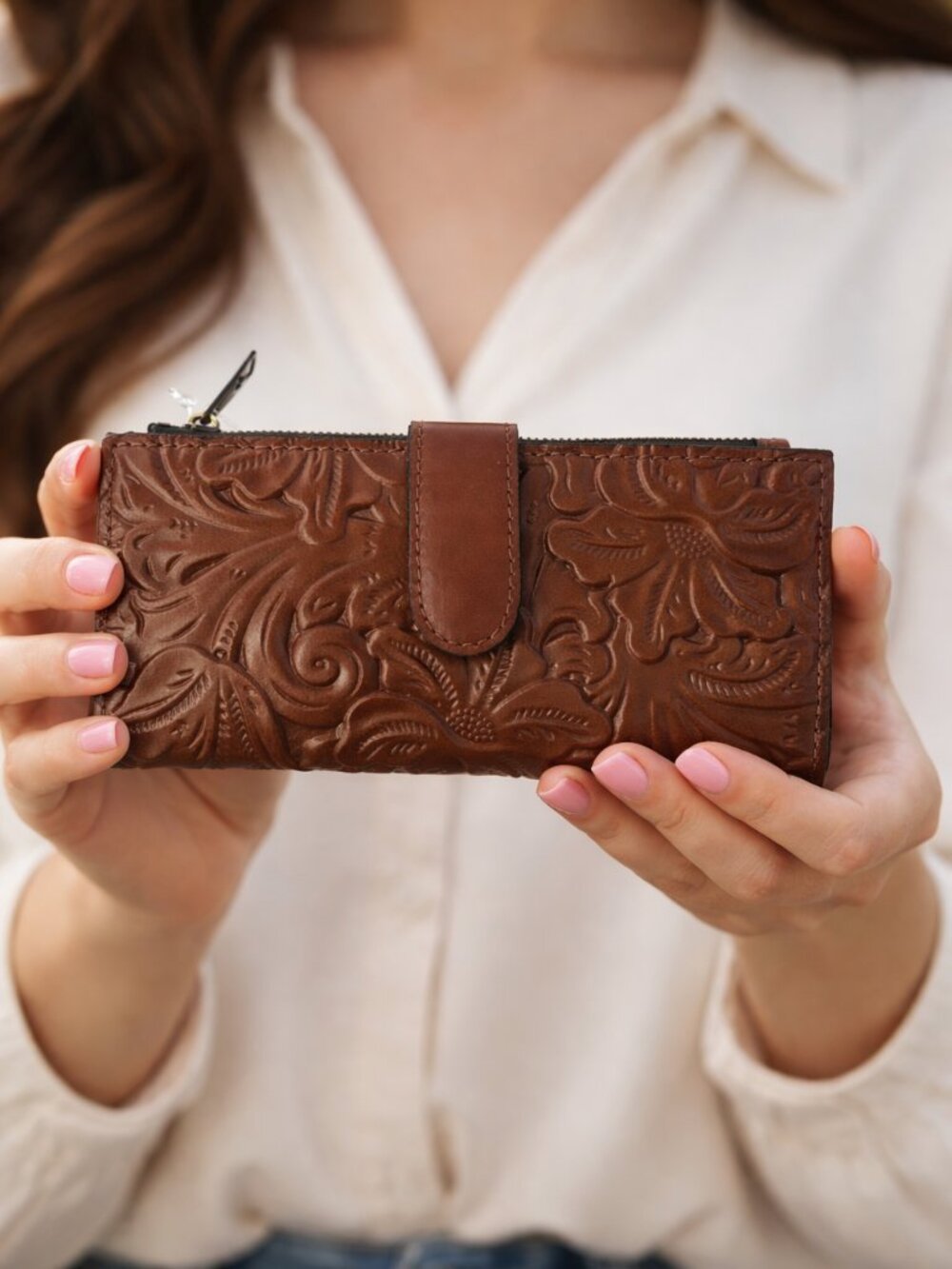 Patricia Nash NAZARI Leather Bifold Wallet Tooled Card Case Floral Florence